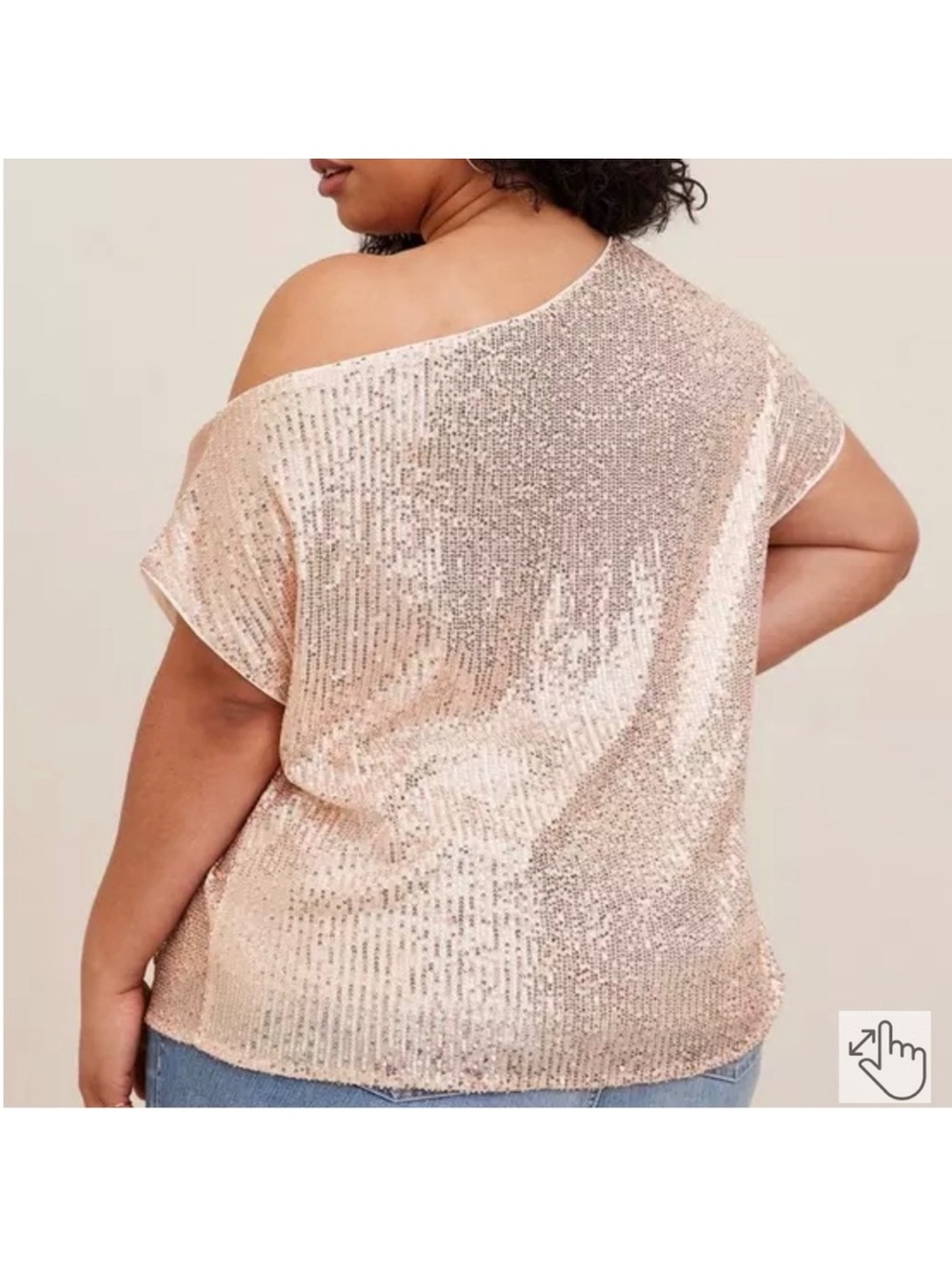 torrid Rose Gold Sequin One-Shoulder Top